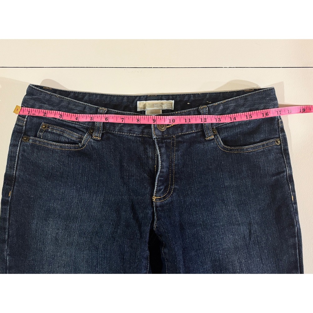 Michael Kors Womens Sparkle Shimmer Flare Jeans Dark Wash Blue Size 6P - Picture 7 of 12